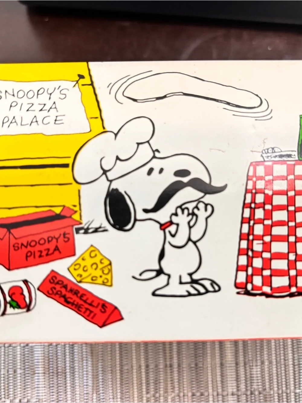 Snoopy's Pizza Palace 1965 Tin Metal Recipe Box Hallmark Peanuts Charlie Brown